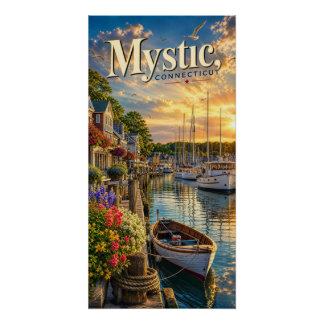 Mystic Harbour Reflections Poster