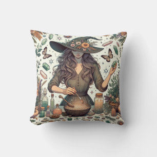 Mystic Herbalist: The Art of Witchcraft and Healin Throw Pillow
