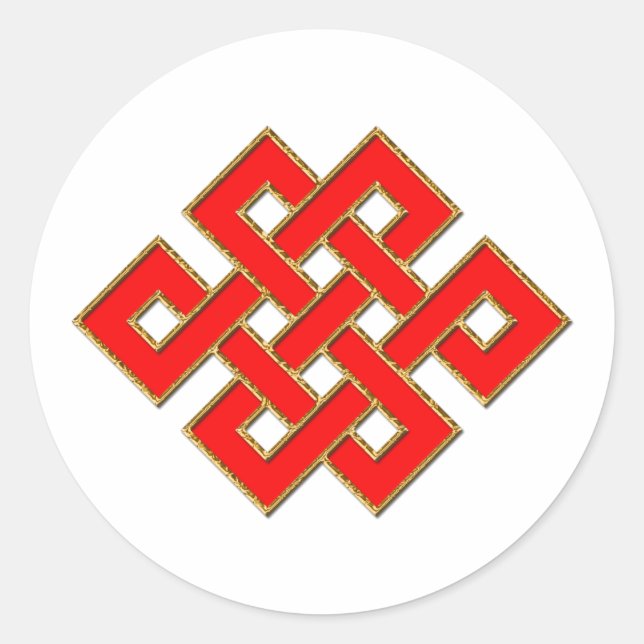Mystic Knot - Red & Gold 1 Classic Round Sticker (Front)