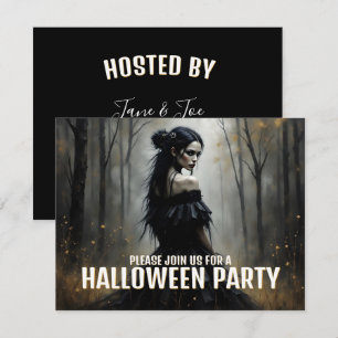 Mystic Lady in Dark Halloween Forest
