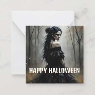 Mystic Lady in Dark Halloween Forest Card