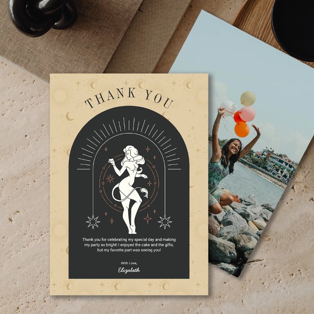 Mystic Leo Zodiac Arch Carte de remerciements (Mystic Leo Zodiac Arch Thank You Card)