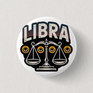 Mystic Libra Zodiac Emblem 1 Inch Round Button