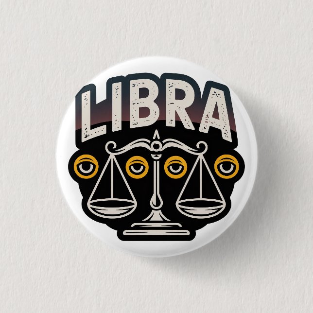  Mystic Libra Zodiac Emblem 1 Inch Round Button (Front)