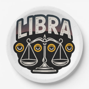 Mystic Libra Zodiac Emblem Paper Plate