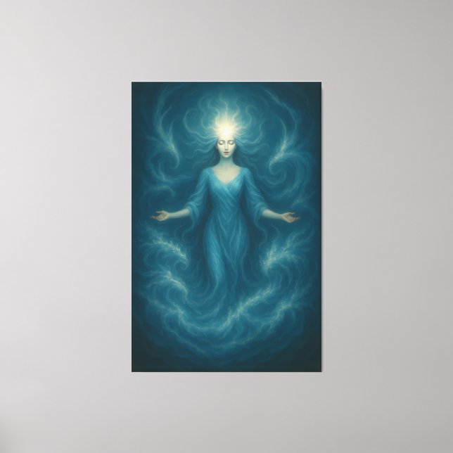 Mystic Light Goddess – Ethereal Divine Energy Art Canvas Print (Front)