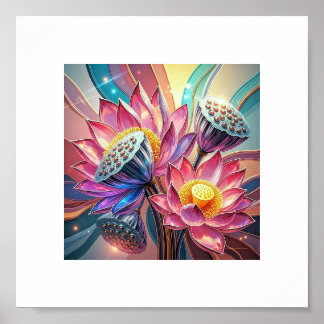 Mystic Lotus Bloom – Sacred Floral Art for Enlight Poster