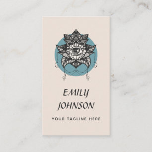 Mystic Lotus Flower Third Eye Beige Metaphysical Business Card
