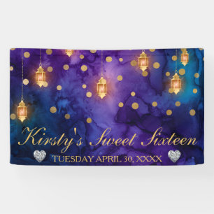 Mystic Marrakesh Night Lanterns & Bokeh Sweet 16 Banner