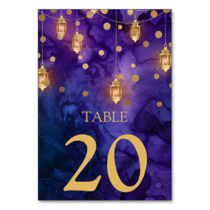 Mystic Marrakesh Night Lanterns Bokeh Wedding Table Number