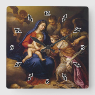 Mystic Marriage of St Catherine Square Wall Clock