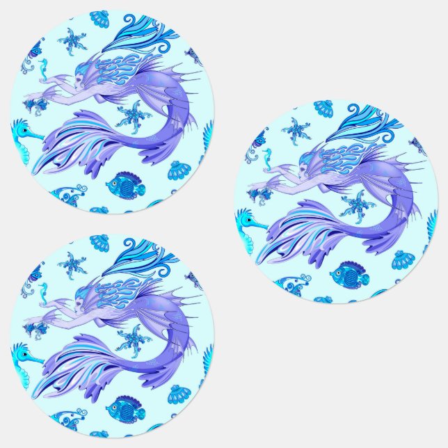 Mystic Mermaid Fairy Purple Creature Ceramic Tile (Group)