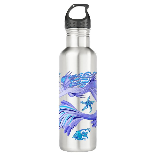 Mystic Mermaid Fairy Purple Creature Ceramic Tile 710 Ml Water Bottle (Front)