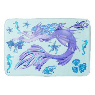 Mystic Mermaid Fairy Purple Creature Ceramic Tile Bath Mat