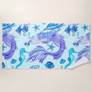 Mystic Mermaid Fairy Purple Creature Ceramic Tile Beach Towel