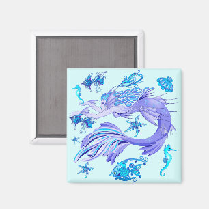 Mystic Mermaid Fairy Purple Creature Ceramic Tile Magnet