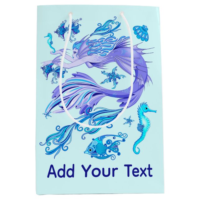 Mystic Mermaid Fairy Purple Creature Ceramic Tile Medium Gift Bag (Front)