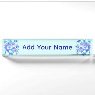 Mystic Mermaid Fairy Purple Creature Ceramic Tile Nameplate
