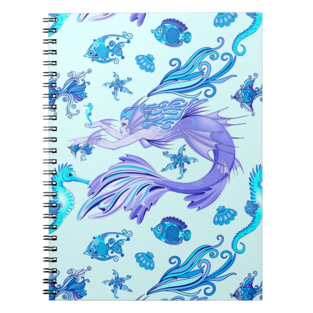 Mystic Mermaid Fairy Purple Creature Ceramic Tile Notebook (Front)