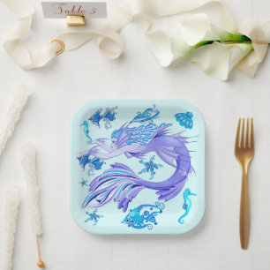 Mystic Mermaid Fairy Purple Creature Ceramic Tile Paper Plate
