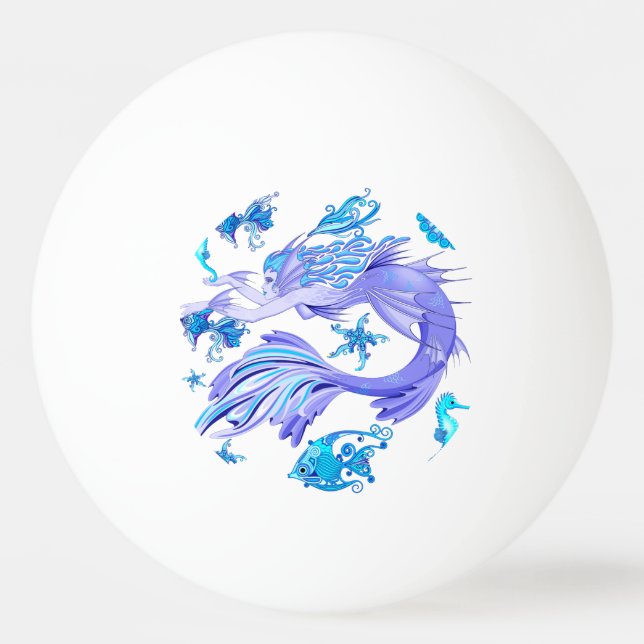 Mystic Mermaid Fairy Purple Creature Ceramic Tile Ping Pong Ball (Front)