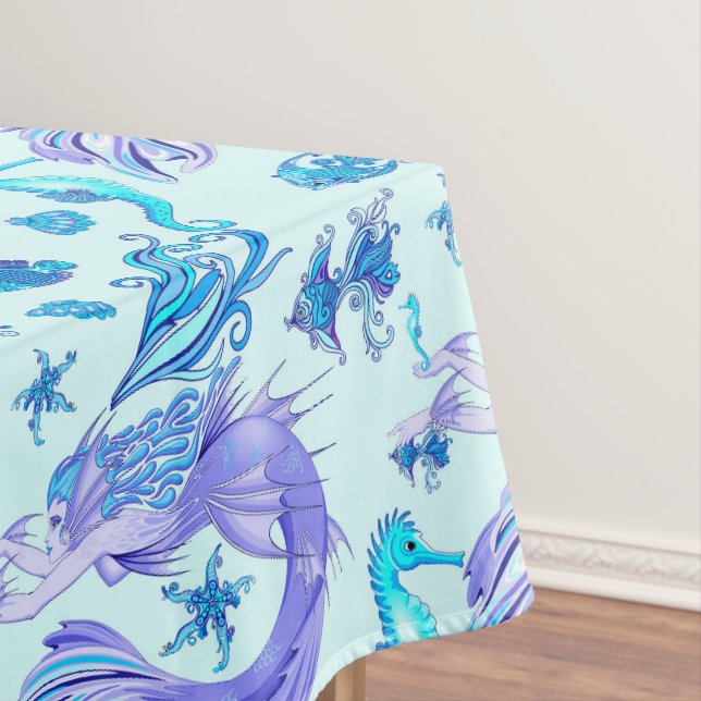 Mystic Mermaid Fairy Purple Creature Ceramic Tile Tablecloth (In Situ)