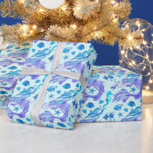 Mystic Mermaid Fairy Purple Creature Ceramic Tile Wrapping Paper
