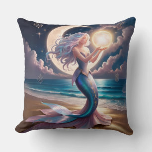 Mystic Mermaid Throw Pillow – Celestial Fantasy