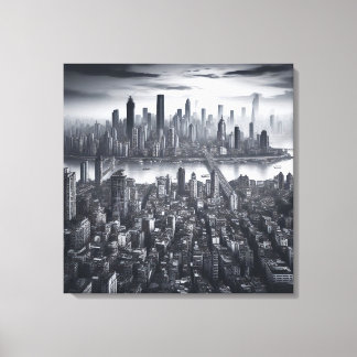 Mystic Metropolis: New York in Monochrome Canvas Print
