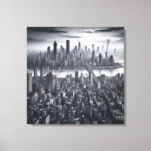 Mystic Metropolis: New York in Monochrome Canvas Print (Front)