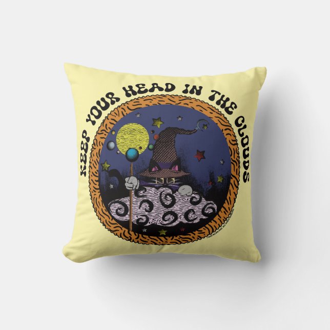 Mystic Mew  Head In The Clouds Orange Version Throw Pillow (Front)