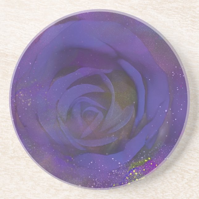Mystic Midnight Rose Sandstone Coaster (Front)
