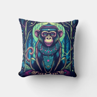 Mystic monkey in the Enchanted Forest Throw Pillow