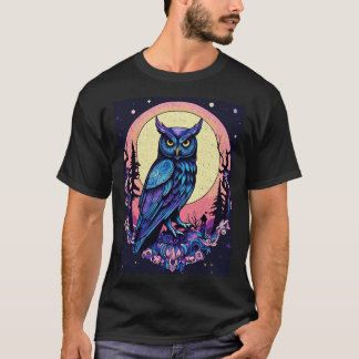 Mystic Moon Owl TShirt Enchantant style Nocturne