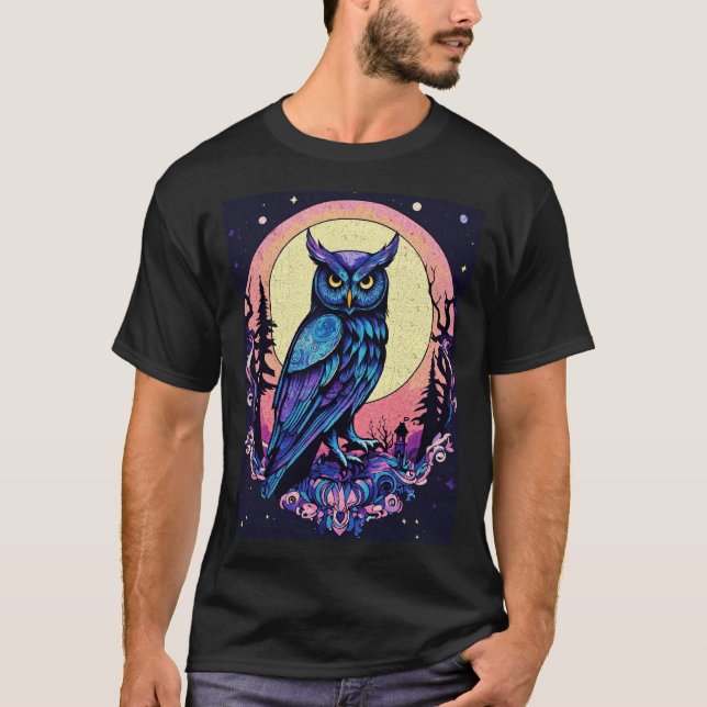 Mystic Moon Owl TShirt Enchantant style Nocturne (Devant)