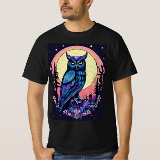 Mystic Moon Owl TShirt Enchantant style Nocturne
