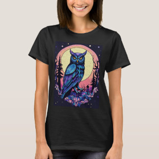 Mystic Moon Owl TShirt Enchantant style Nocturne