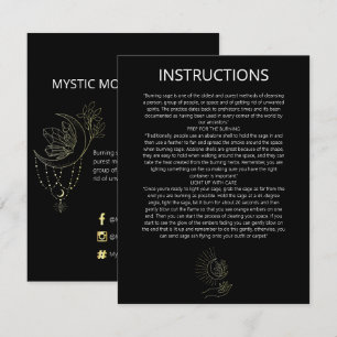 Mystic Moon Sage Cleansing Instructions Card