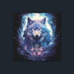 Mystic Moon Wolf Guardian Canvas Print<br><div class="desc">A mystical realm with fusion of moonlit enchantment and noble wolf essence.</div>