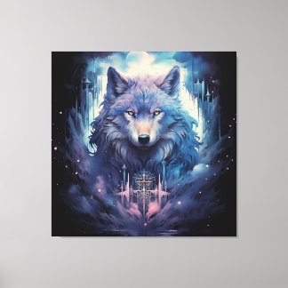 Mystic Moon Wolf Guardian Canvas Print