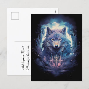 Mystic Moon Wolf Guardian Holiday Postcard