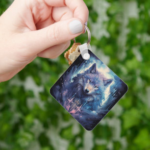 Mystic Moon Wolf Guardian Keychain
