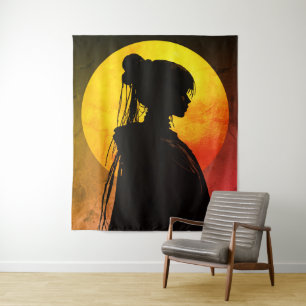 Mystic Moonlight Silhouette – Elegant Anime Tapestry