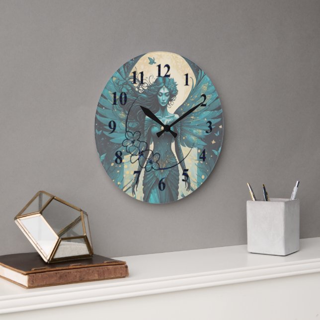 Mystic Moonlit Fae Large Clock (Office)