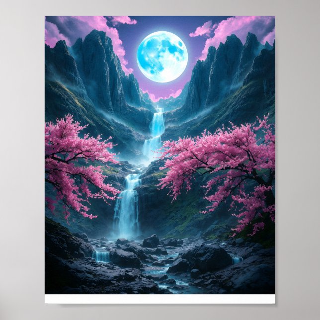 Mystic Moonlit Valley Poster (Front)