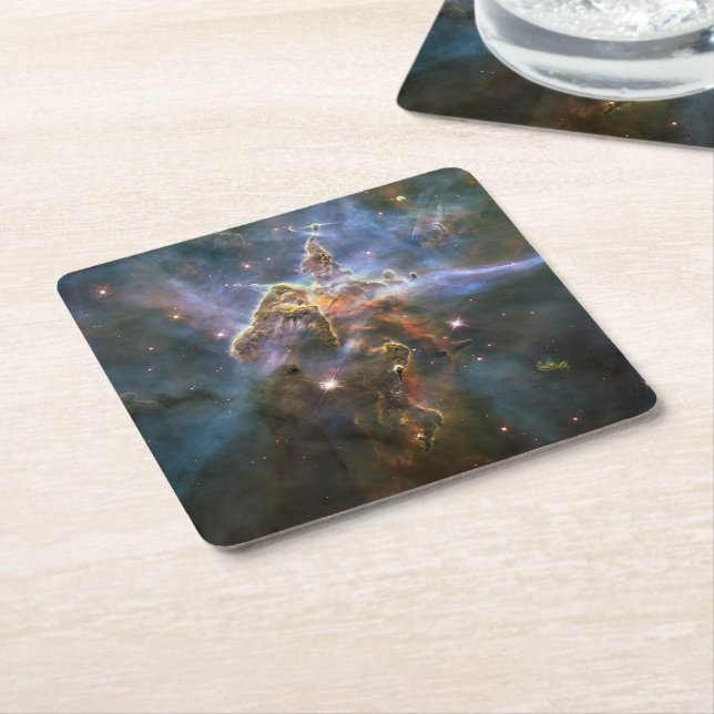 Mystic Mountain in Carina Nebula Hubble Space Square Paper Coaster (Angled)