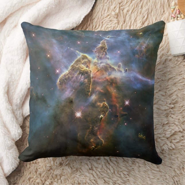 Mystic Mountain in Carina Nebula Hubble Space Throw Pillow (Blanket)