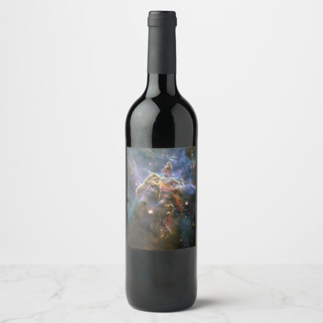 Mystic Mountain in Carina Nebula Hubble Space Wine Label (Front)