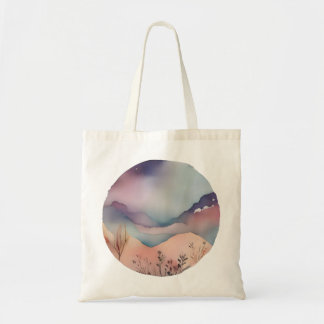 Mystic Mountain Serenity Watercolor Tote Bag