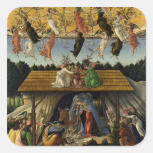 MYSTIC NATIVITY by Sandro Botticelli ,Christmas Square Sticker